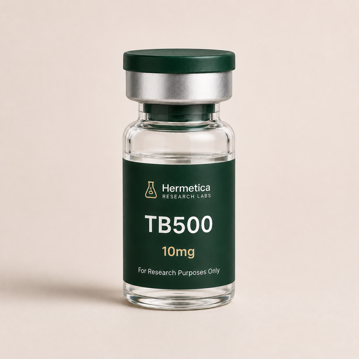 TB-500 10mg research peptide vial — third-party tested, Hermetica Research Labs