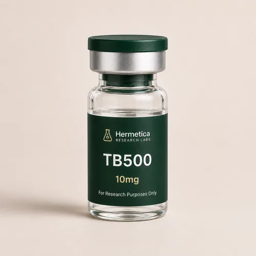 TB-500 10mg research peptide vial — third-party tested, Hermetica Research Labs