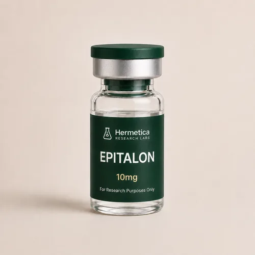 Epitalon 10mg research peptide vial — third-party tested, Hermetica Research Labs