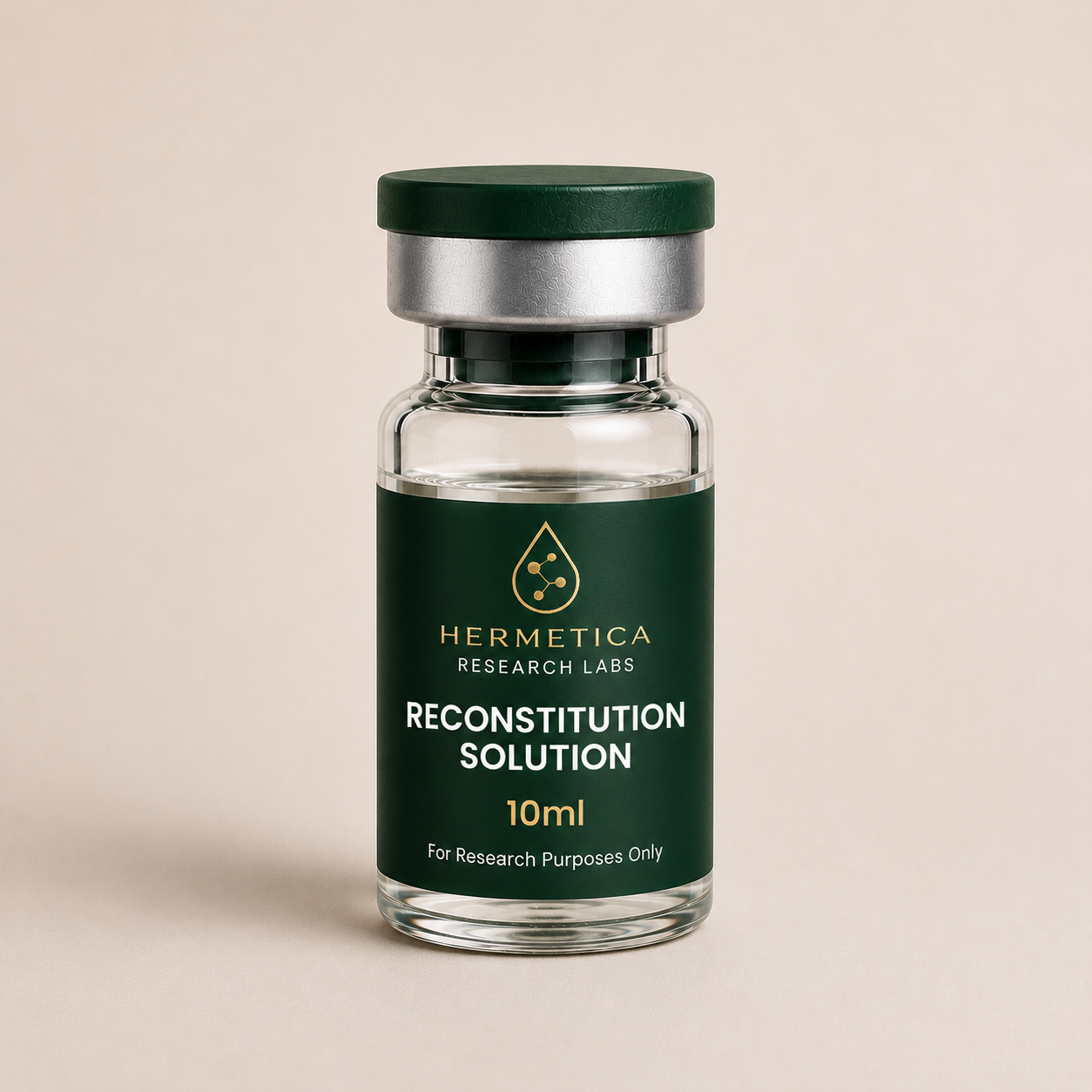 Bacteriostatic Water 10ml research peptide vial — third-party tested, Hermetica Research Labs